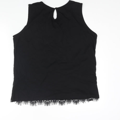 Dorothy Perkins Womens Black Polyamide Camisole Blouse Size 20 Round Neck - Beading Detail Lace Front