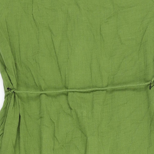 Per Una Womens Green Cotton A-Line Size 10 V-Neck Button - Belted