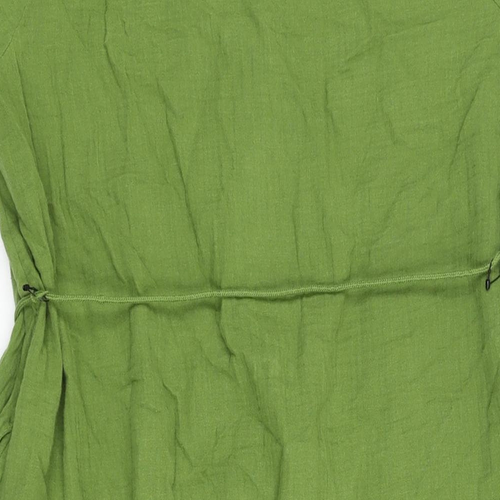Per Una Womens Green Cotton A-Line Size 10 V-Neck Button - Belted