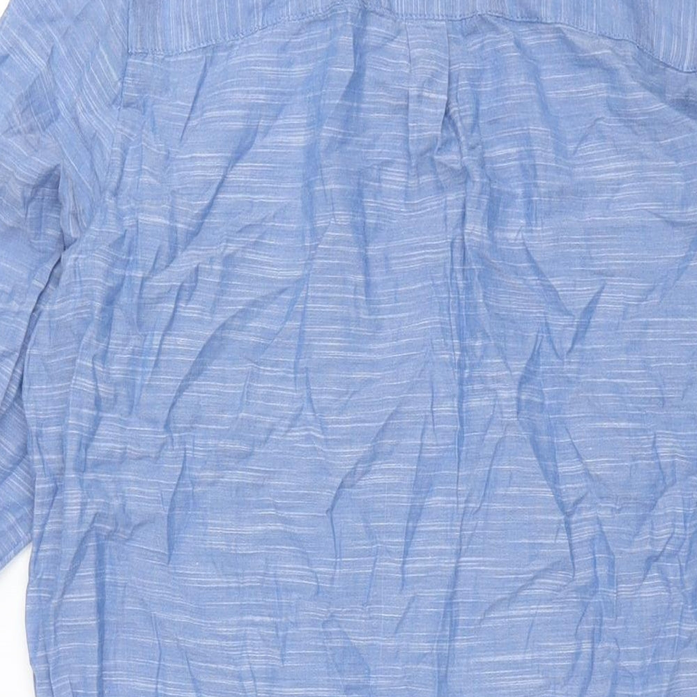 Marks and Spencer Womens Blue Cotton Shirt Dress Size 12 Collared Button - Drawstring Detail