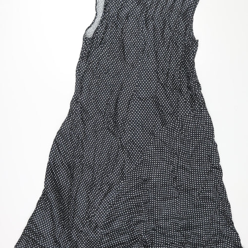 Marks and Spencer Womens Black Polka Dot Viscose A-Line Size 24 Round Neck Button