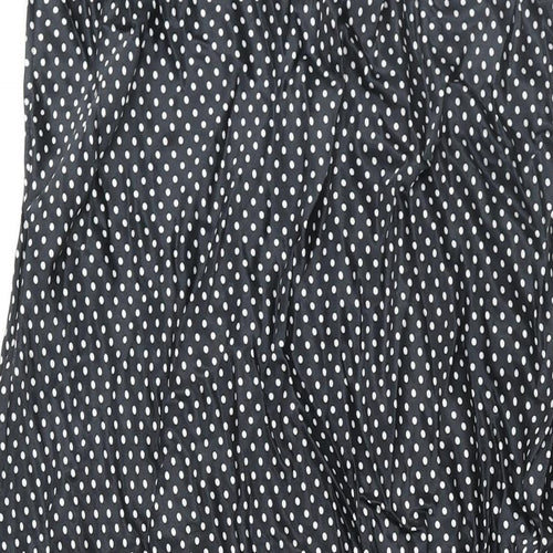 Marks and Spencer Womens Black Polka Dot Viscose A-Line Size 24 Round Neck Button
