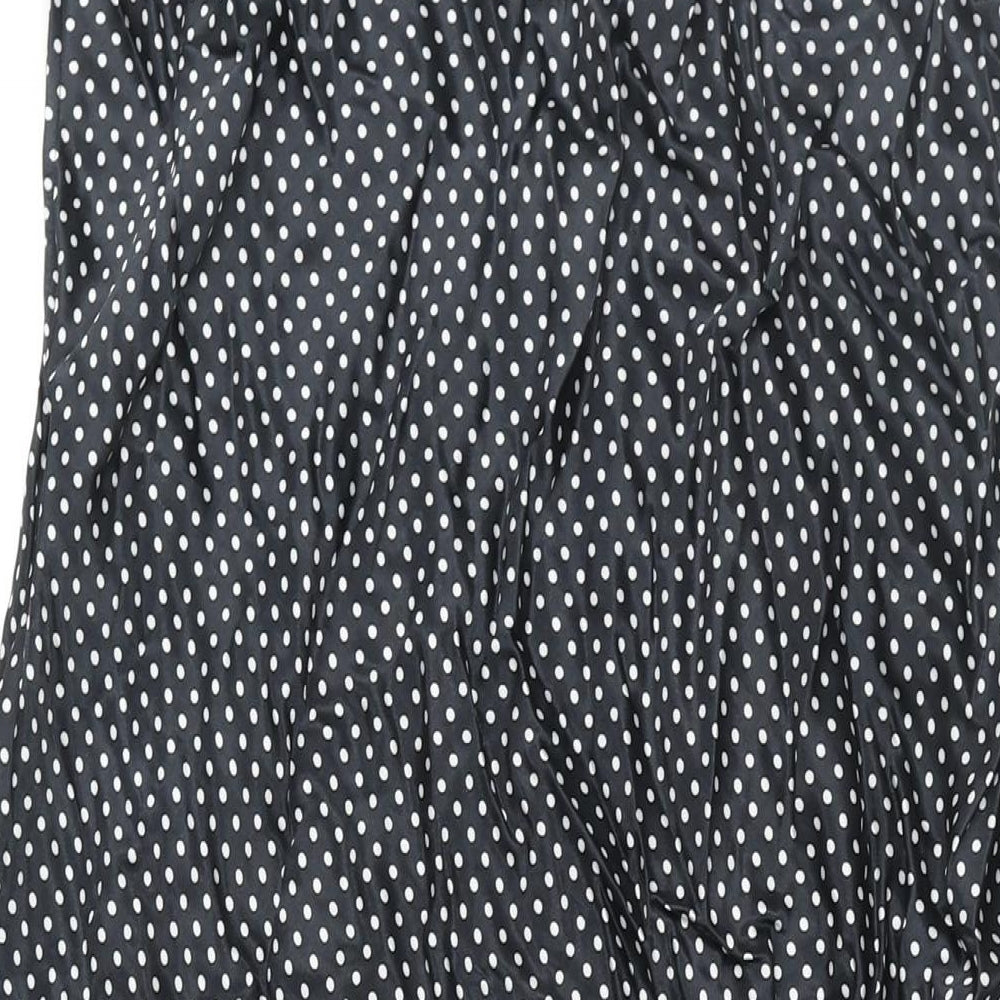 Marks and Spencer Womens Black Polka Dot Viscose A-Line Size 24 Round Neck Button