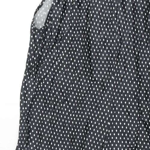 Marks and Spencer Womens Black Polka Dot Viscose A-Line Size 24 Round Neck Button