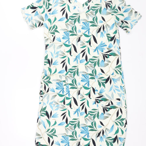 Marks and Spencer Womens Multicoloured Geometric Linen Shift Size 8 V-Neck Pullover - Floral Print