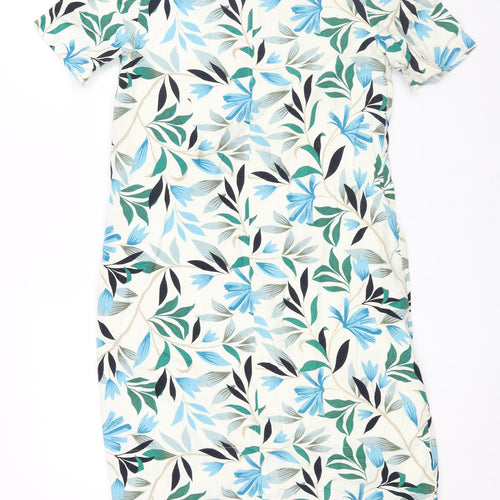 Marks and Spencer Womens Multicoloured Geometric Linen Shift Size 8 V-Neck Pullover - Floral Print