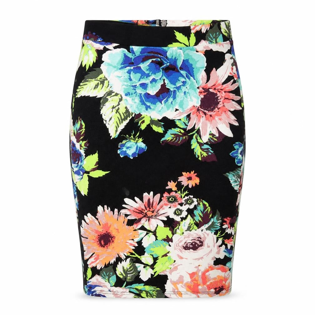 H&M Womens Multicoloured Floral Polyester Straight & Pencil Skirt Size XS Zip - Mark on front