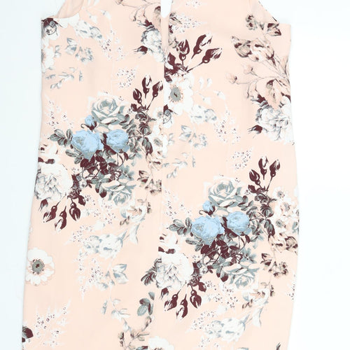 NEXT Womens Pink Floral Polyester Shift Size 10 V-Neck Button