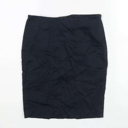 Sisley Womens Blue Cotton Straight & Pencil Skirt Size 10 Zip - Vented