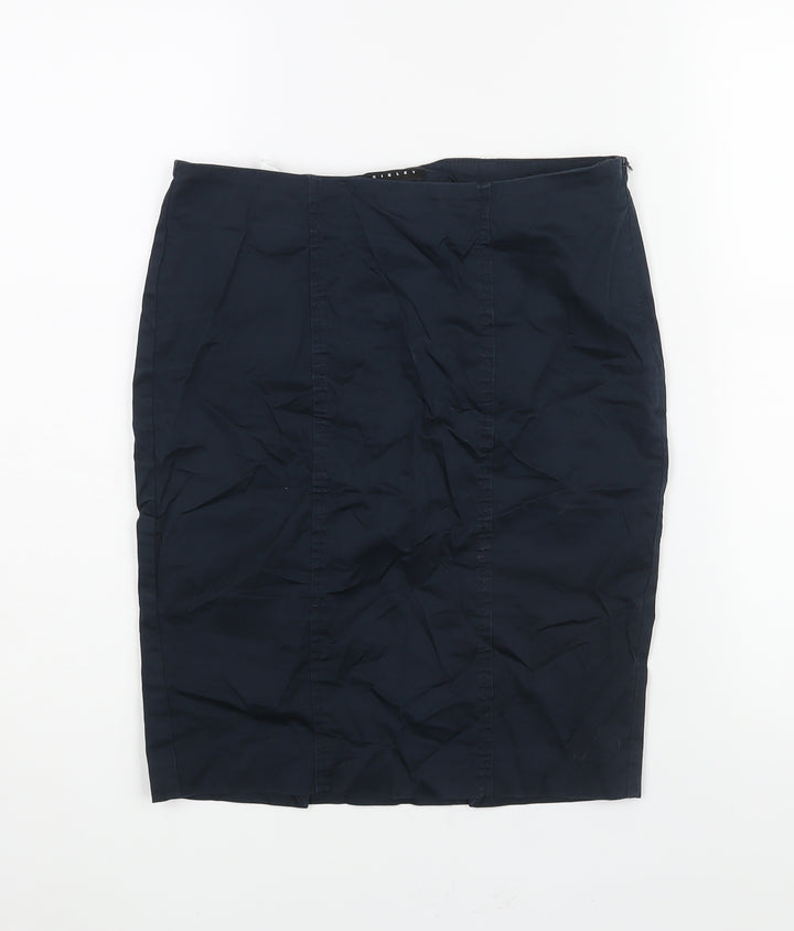 Sisley Womens Blue Cotton Straight & Pencil Skirt Size 10 Zip - Vented