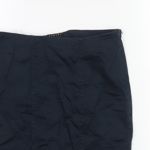 Sisley Womens Blue Cotton Straight & Pencil Skirt Size 10 Zip - Vented