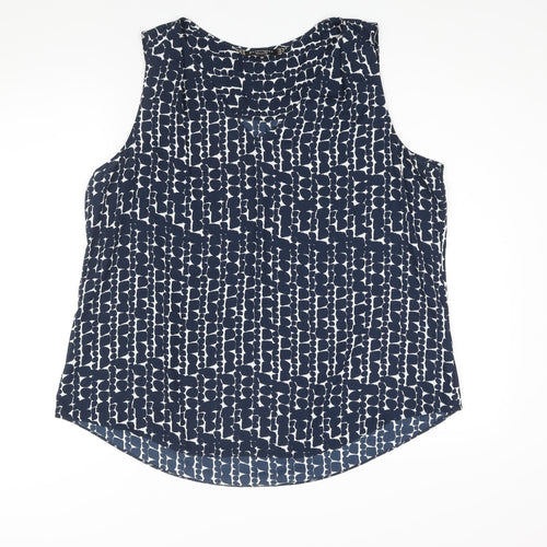 Principles Womens Blue Geometric Polyester Camisole Blouse Size 20 Round Neck