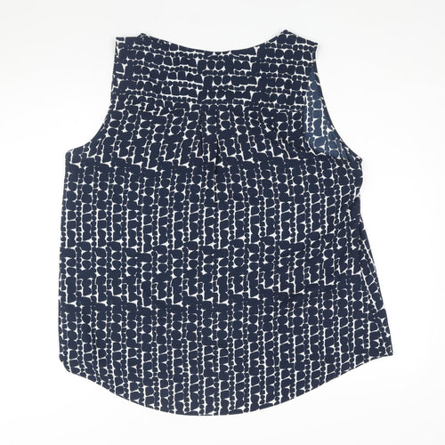 Principles Womens Blue Geometric Polyester Camisole Blouse Size 20 Round Neck