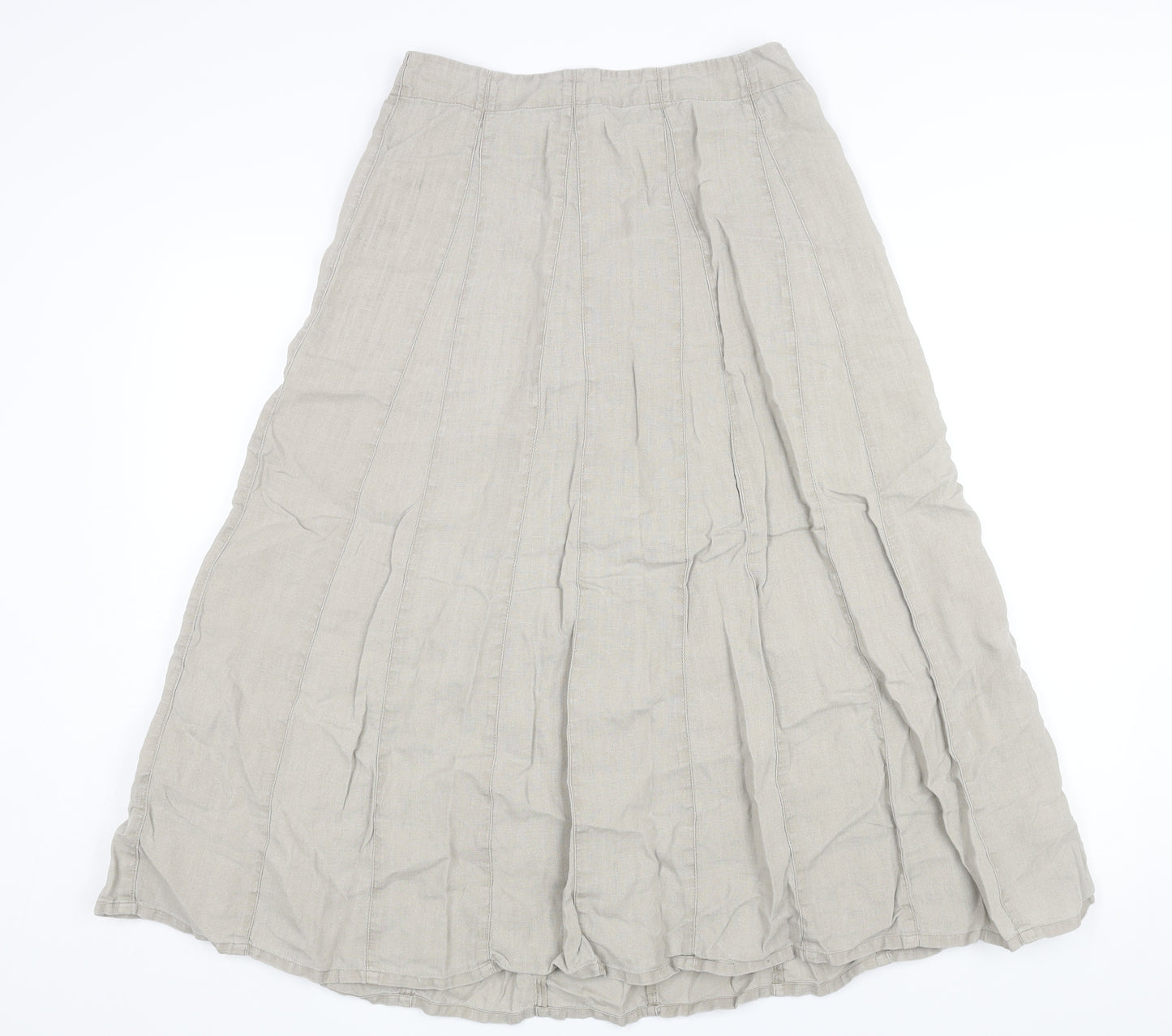EAST Womens Beige Linen A-Line Skirt Size 8 Zip