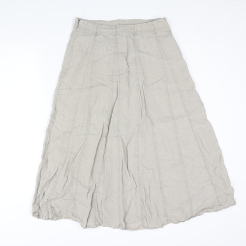 EAST Womens Beige Linen A-Line Skirt Size 8 Zip