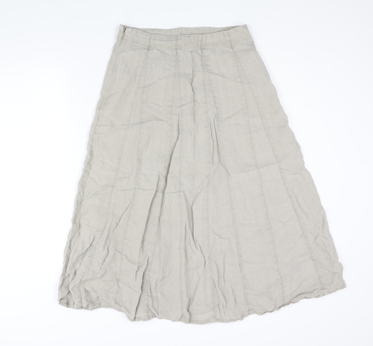 EAST Womens Beige Linen A-Line Skirt Size 8 Zip