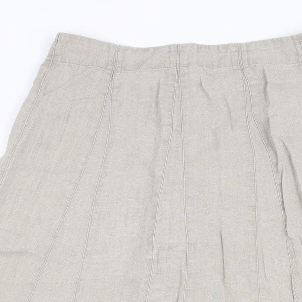 EAST Womens Beige Linen A-Line Skirt Size 8 Zip