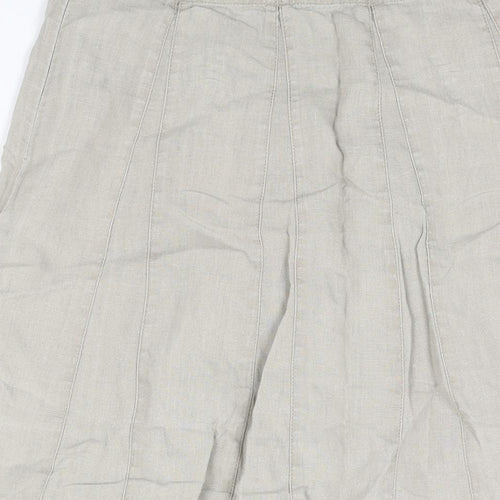 EAST Womens Beige Linen A-Line Skirt Size 8 Zip