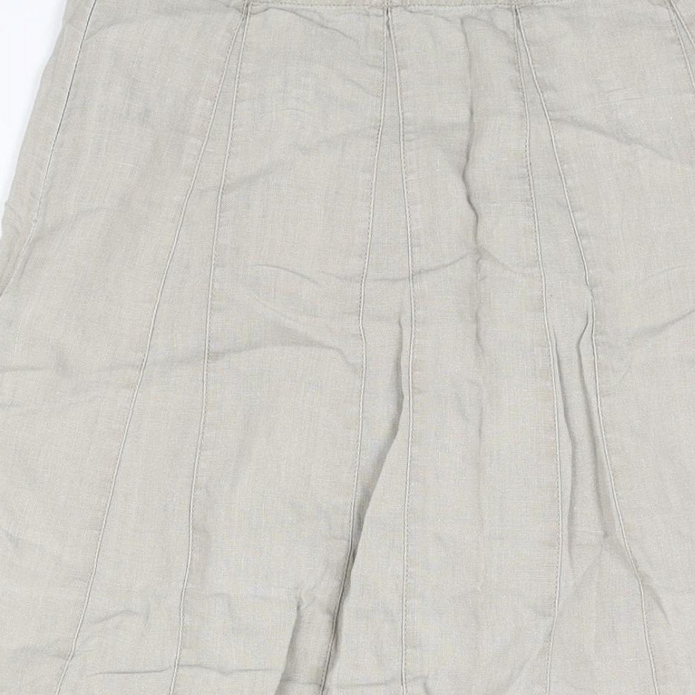 EAST Womens Beige Linen A-Line Skirt Size 8 Zip