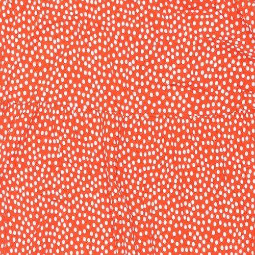Marks and Spencer Womens Red Polka Dot Viscose Shift Size 16 V-Neck Button