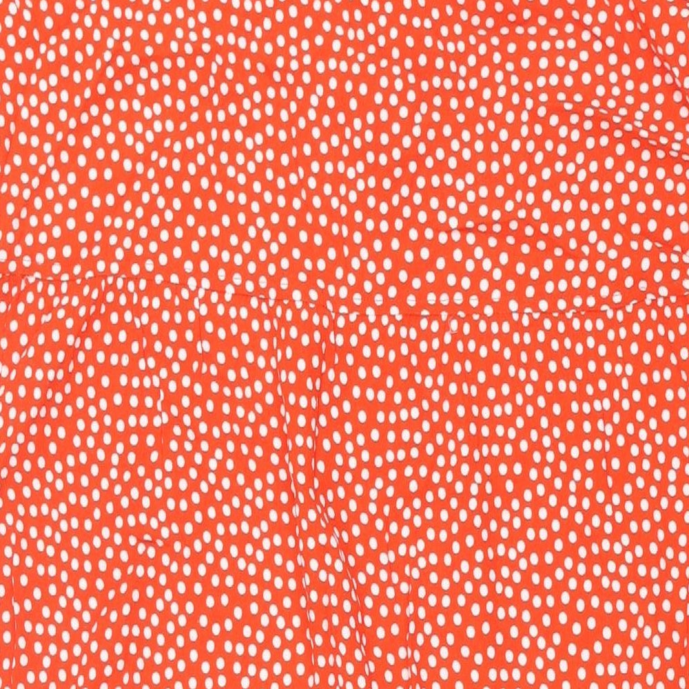 Marks and Spencer Womens Red Polka Dot Viscose Shift Size 16 V-Neck Button