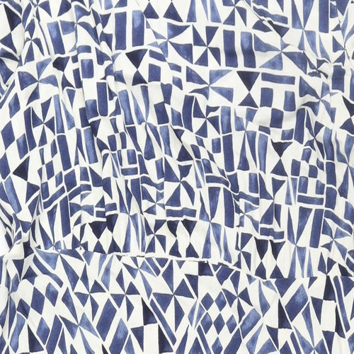 Marks and Spencer Womens Blue Geometric Viscose Maxi Size 22 Round Neck Zip