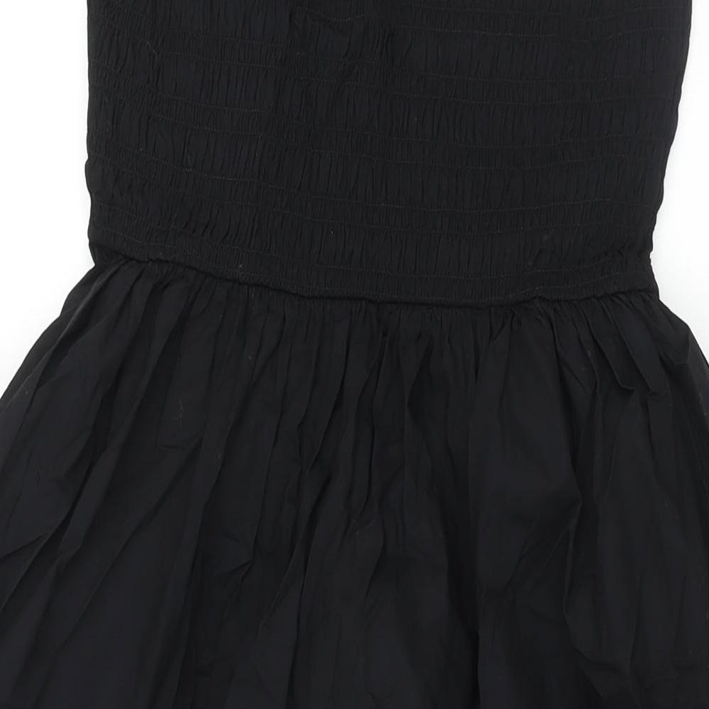 Nobody's Child Womens Black Cotton A-Line Size 10 Off the Shoulder Pullover - Rouched Bodice