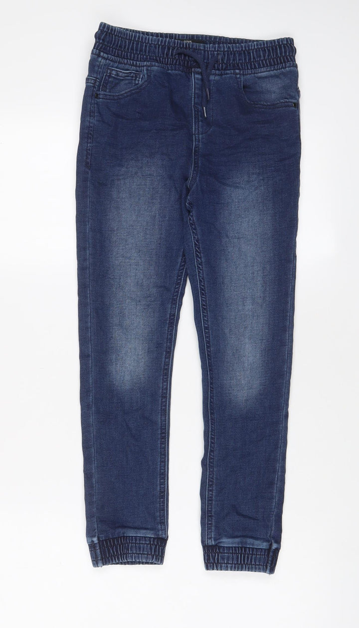 Matalan Boys Blue Cotton Tapered Jeans Size 9 Months L22 in Regular Drawstring