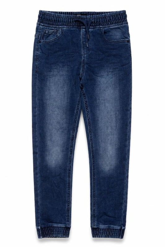 Matalan Boys Blue Cotton Tapered Jeans Size 9 Months L22 in Regular Drawstring