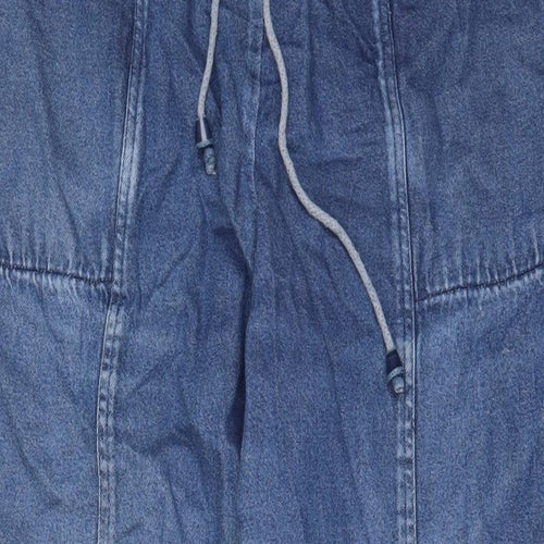 Casual Comfort Womens Blue Cotton Straight Jeans Size 14 L29 in Regular Drawstring