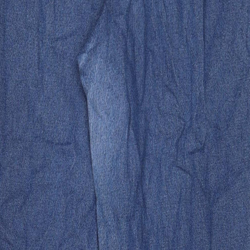 Casual Comfort Womens Blue Cotton Straight Jeans Size 14 L29 in Regular Drawstring