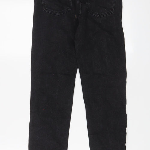 Denim & Co. Womens Black Cotton Straight Jeans Size 6 L26 in Regular Zip