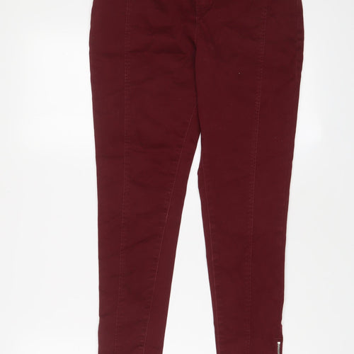 F&F Womens Red Cotton Skinny Jeans Size 10 L27 in Regular Zip - Ankle Zips