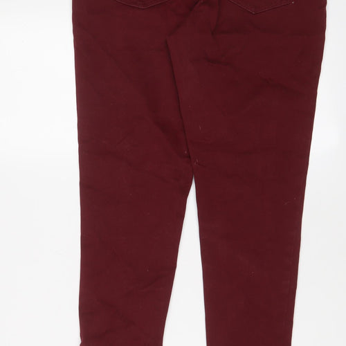 F&F Womens Red Cotton Skinny Jeans Size 10 L27 in Regular Zip - Ankle Zips