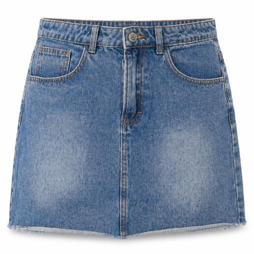 Denim & Co. Womens Blue Cotton A-Line Skirt Size 10 Zip