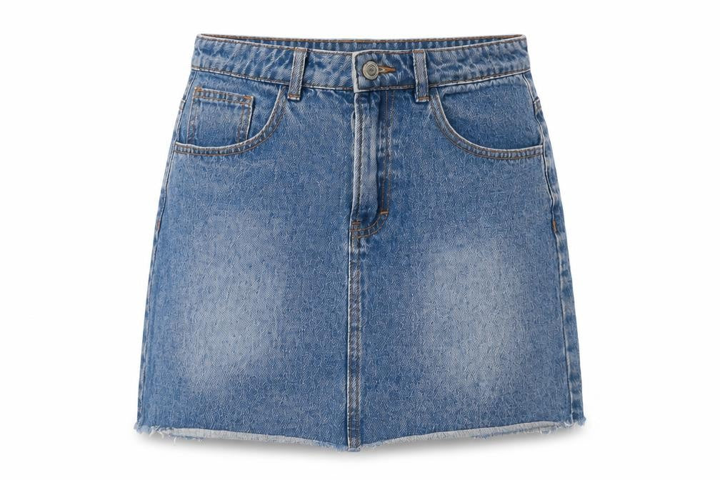 Denim & Co. Womens Blue Cotton A-Line Skirt Size 10 Zip