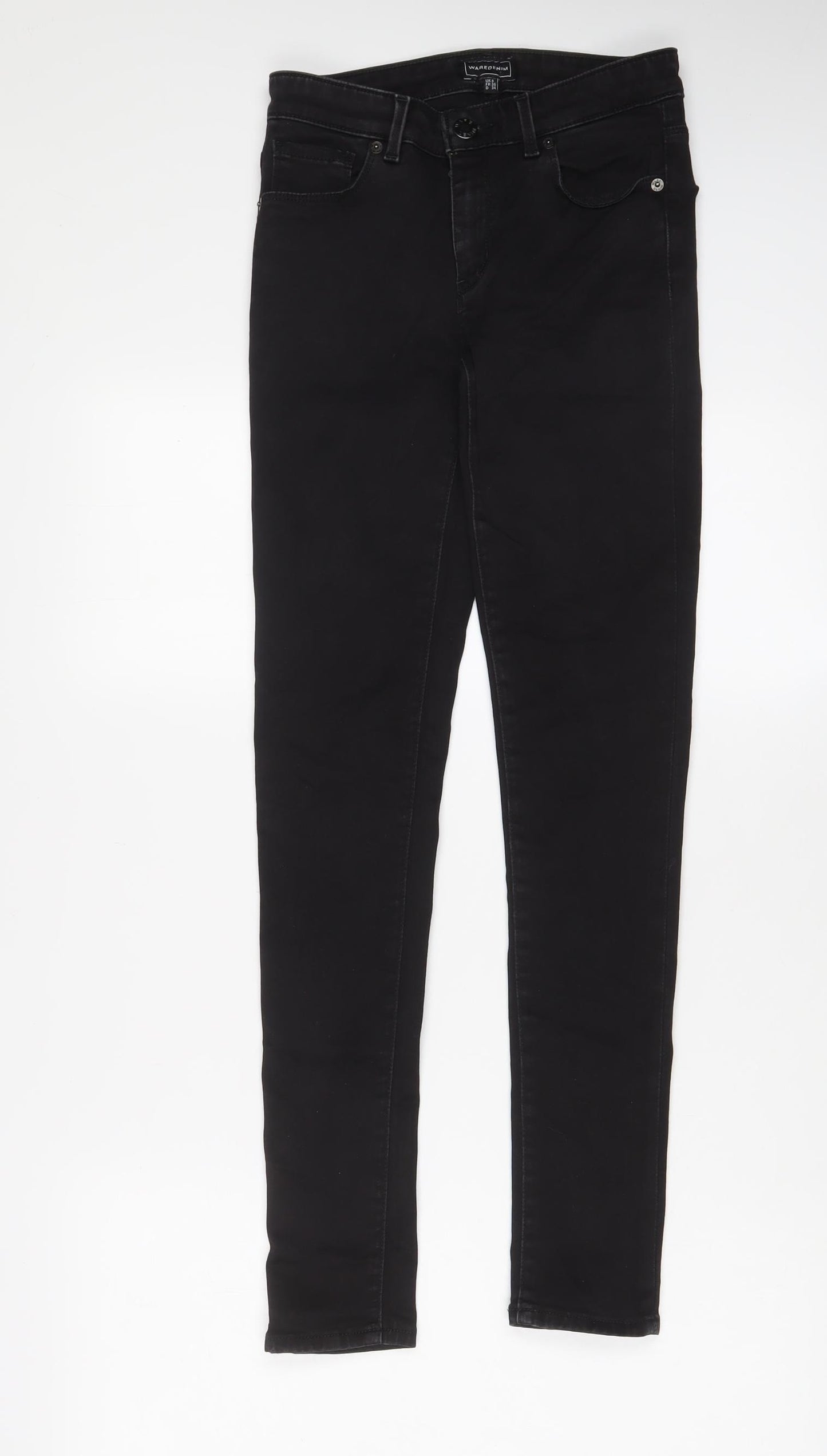 Warehouse Womens Black Cotton Skinny Jeans Size 8 L28 in Regular Zip