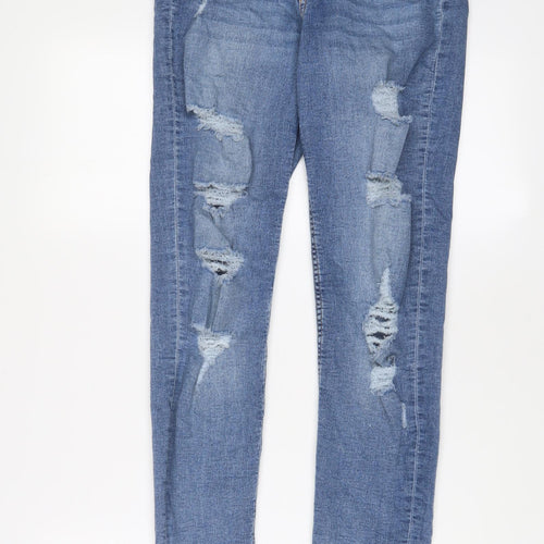 H&M Womens Blue Cotton Skinny Jeans Size 12 L29 in Regular Zip