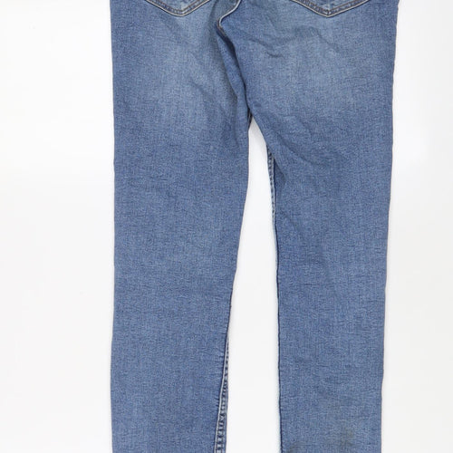 H&M Womens Blue Cotton Skinny Jeans Size 12 L29 in Regular Zip