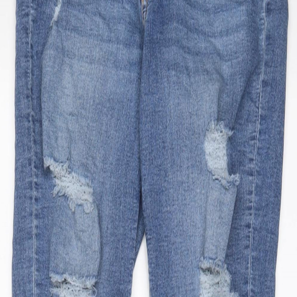H&M Womens Blue Cotton Skinny Jeans Size 12 L29 in Regular Zip
