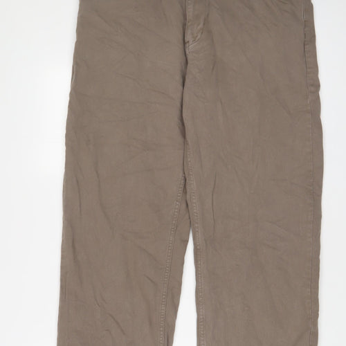 Pull&Bear Mens Brown Cotton Straight Jeans Size 36 in L27 in Regular Zip - Short Leg