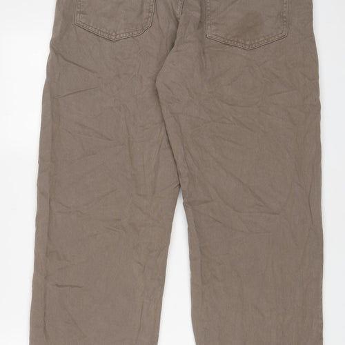 Pull&Bear Mens Brown Cotton Straight Jeans Size 36 in L27 in Regular Zip - Short Leg