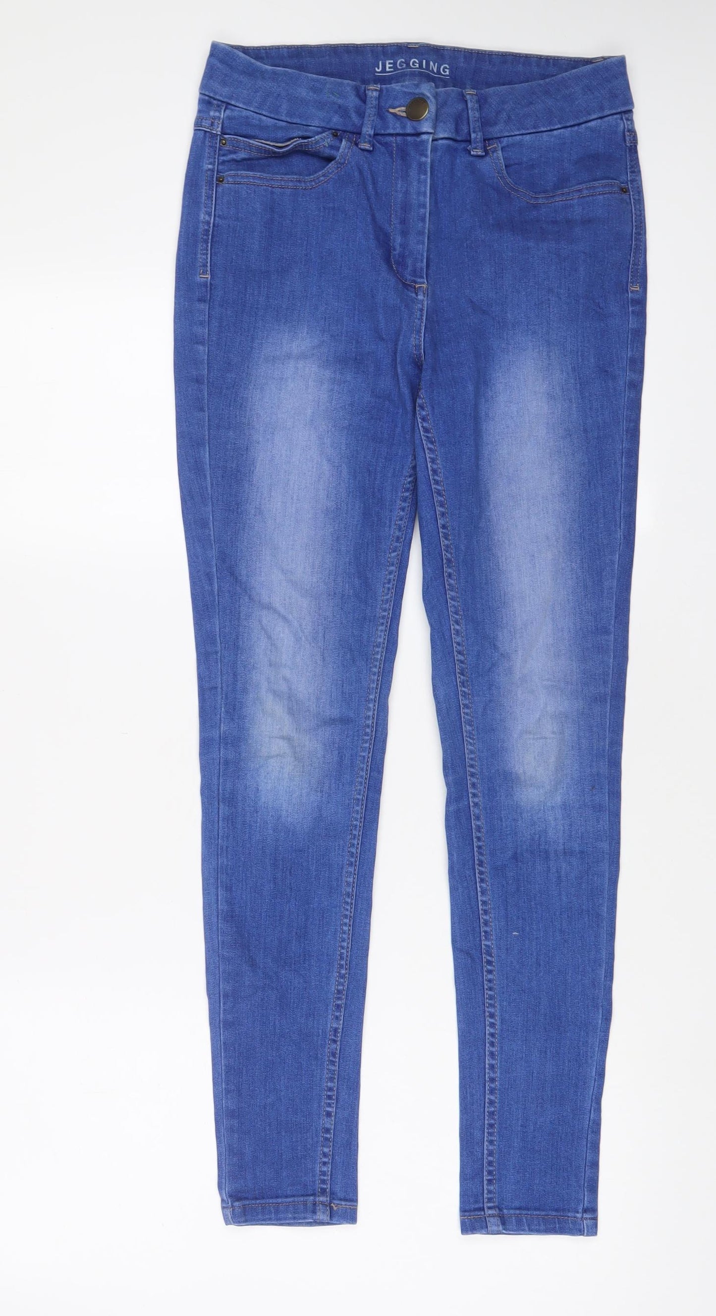 Marks and Spencer Womens Blue Cotton Jegging Jeans Size 10 L28 in Regular Zip