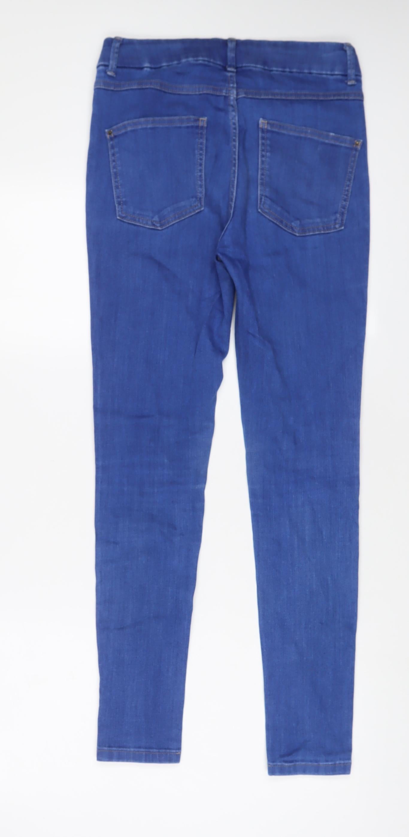 Marks and Spencer Womens Blue Cotton Jegging Jeans Size 10 L28 in Regular Zip