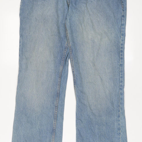 F&F Mens Blue Cotton Bootcut Jeans Size 34 in L32 in Regular Zip