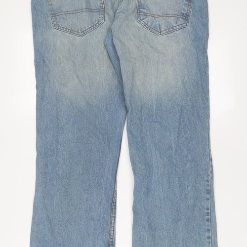 F&F Mens Blue Cotton Bootcut Jeans Size 34 in L32 in Regular Zip