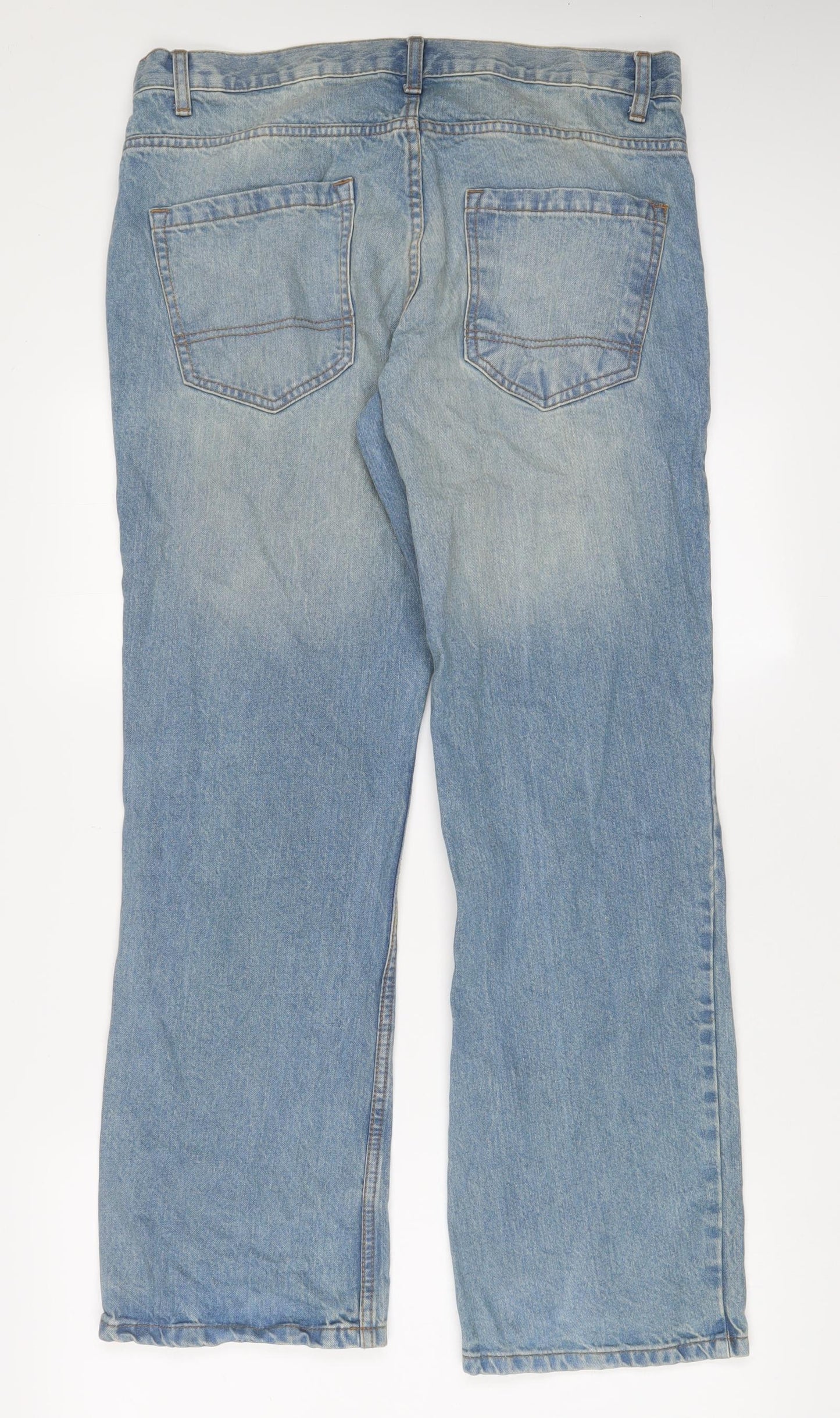 F&F Mens Blue Cotton Bootcut Jeans Size 34 in L32 in Regular Zip