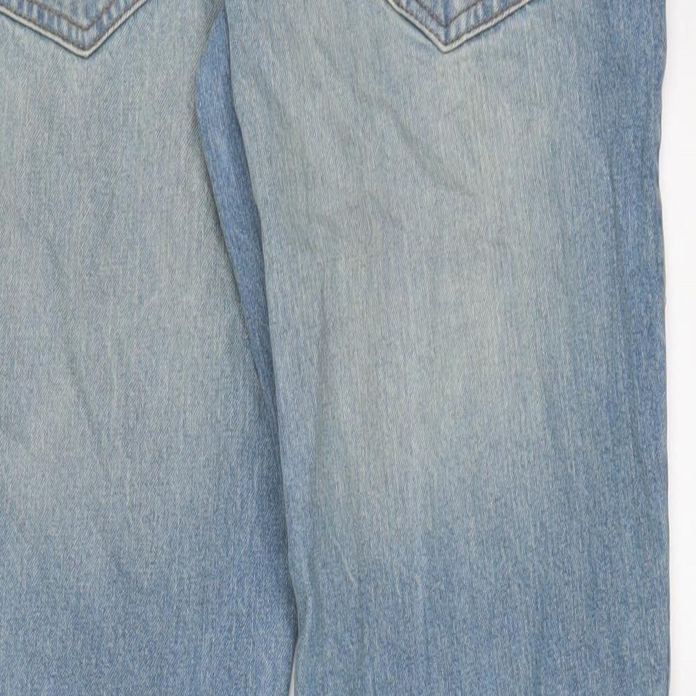 F&F Mens Blue Cotton Bootcut Jeans Size 34 in L32 in Regular Zip