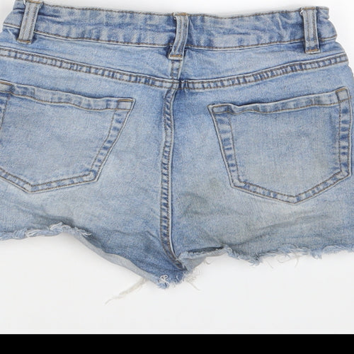 New Look Girls Blue Cashgora Bermuda Shorts Size 12 Years Regular Zip - Distressed