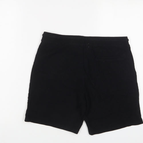 Topman Mens Black Cotton Sweat Shorts Size S L6 in Regular Drawstring